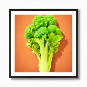 Broccoli On Orange Background Art Print