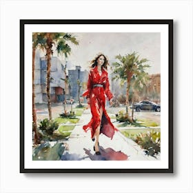 Woman In A Red Dress Art Print