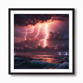 Lightning Over The Ocean 1 1 Art Print