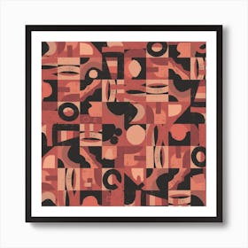 Mid Century Grid Pattern Nine Square Art Print