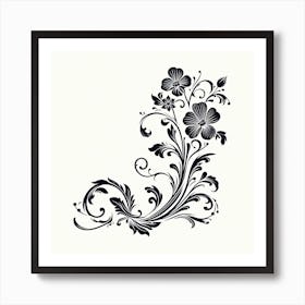 Black And White Floral Design 3 Art Print