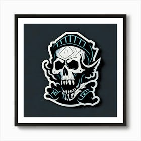 Skull Sticker With A Cap Silver (21) Art Print