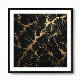Abstract Gold And Black Marble Art Print