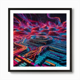 Abstract Computer Circuit Board Art Print