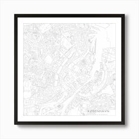 København Danmark city map black on white blueprint design Poster