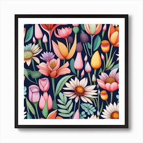 Floral Seamless Pattern 1 Art Print