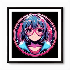 Anime Girl With Glasses 8 Art Print