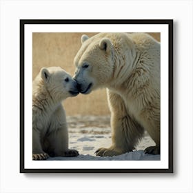 Polar Bears Kissing Art Print