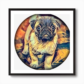 Pug Dog Cute Animal Head Art Print