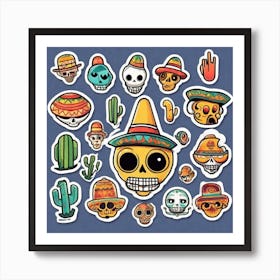 Mexico Sticker 2d Cute Fantasy Dreamy Vector Illustration 2d Flat Centered By Tim Burton Pr (52) 1 Art Print