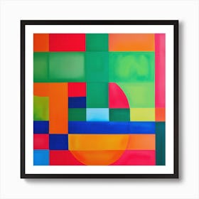 Watercolor Vibrant Colorful Geometric Contemporary Art Art Print