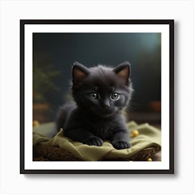 Little Baby Black Cat Art Print