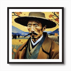 Japanese Fisherman in Van Gogh style Art Print
