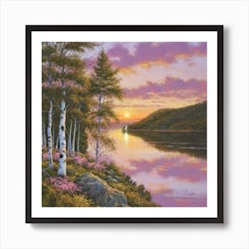 Sunset By The Lake 3 Art Print