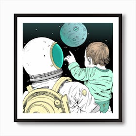 Astronaut And Child Art Print