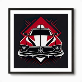 Car Red Artwork Of Graphic Design Flat (144) Art Print