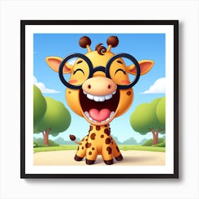 Giraffe With Glasses 7 Art Print