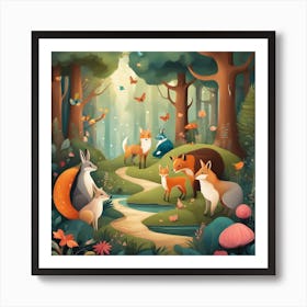 A Whimsical Digital Illustration Of A Fairytale Fo Art Print