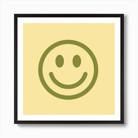 Smiley Face Cream And Olive  Art Print