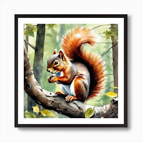 Red Squirrel In The Woods 3 Art Print