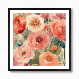 Peach Roses Art Print