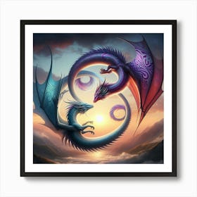 Dragons In The Sky 3 Art Print