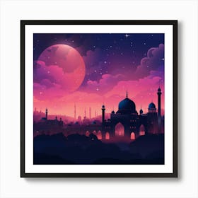 Night Sky With Mosque Art Print