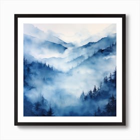 Watercolor Of Mountains 3 Art Print