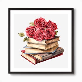 Roses On Books 22 Art Print