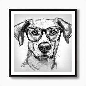 Dog With Glasses 2 Art Print