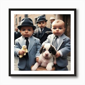 Baby Boys In Suits Art Print