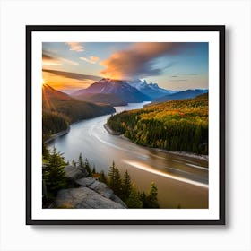 Sunset Over The Jasper River Art Print