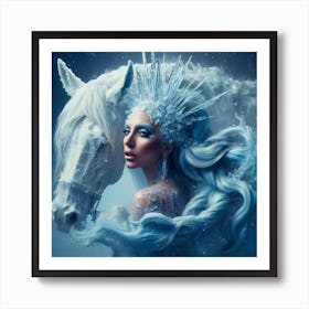 Ice Queen Lady Gaga with Horse Art Print