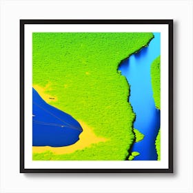 Aerial View Of A River Art Print