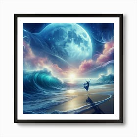 Dreaming Girl On The Beach Art Print