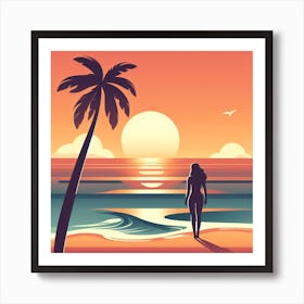 Sunset At The Beach Art Print