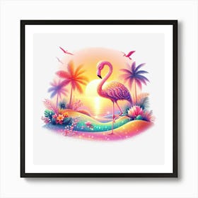 Flamingo At Sunset 8 Art Print