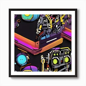 Robots In Space 2 Art Print