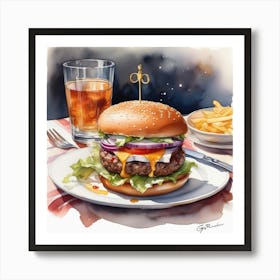 Hamburger And Fries 33 Art Print