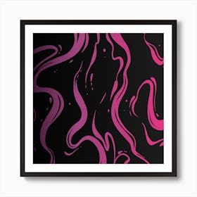 Liquid Black And Purple Marble Art Print