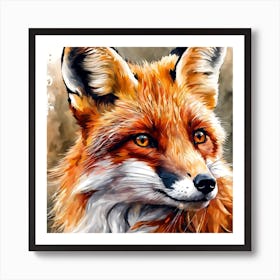 Cute Fox Portrait Painting (2) Art Print