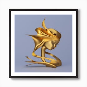 Gold Female Head Sculpture Art Print