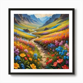 Valley Of Flowers Paintings Art Print 1 Art Print