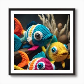 Crocheted Fish Art Print