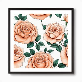 Peach Roses 13 Art Print