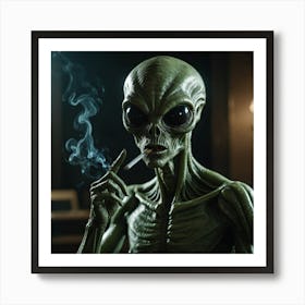 Alien Smoking A Cigarette Art Print