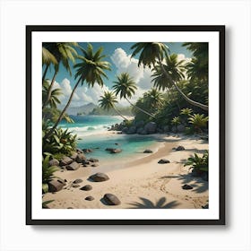 Sunny Ocean Beach Art Print