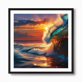 Ocean Wave At Sunset 3 Art Print