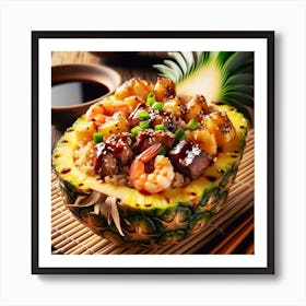 Asian Food In A Pineapple Art Print