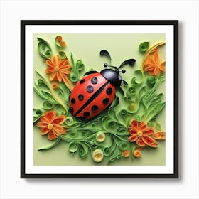 Ladybug Quilling Art Print